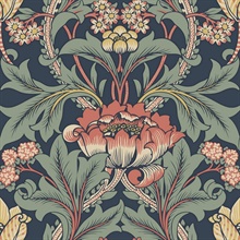 Acanthus Floral Vine Midnight & Basil Wallpaper