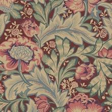 Acanthus Garden Large Floral &amp; Leaf Damask Multicolored Wallpaper