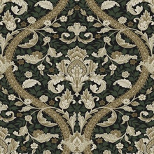 Acanthus Ogee Botanical Ebony & Green Peel and Stick Wallpaper