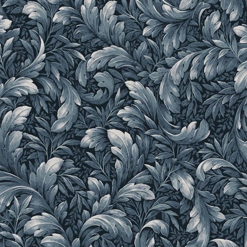 Acanthus Trail Botanical Navy Blue Peel and Stick Wallpaper