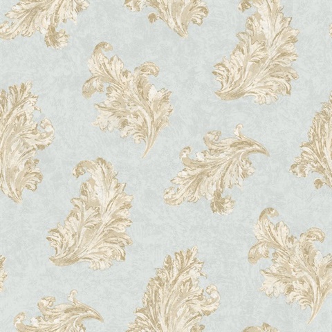Aqua & Yellow Acanthus Wallpaper
