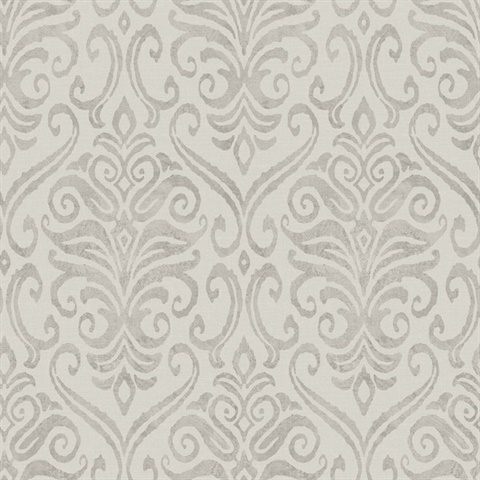 Adavu Grey Damask Wallpaper
