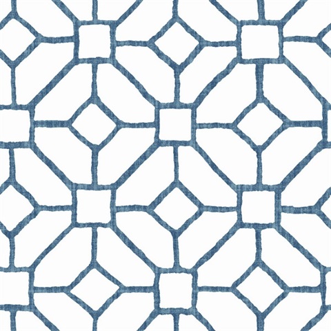 Addis Blue Large Trellis Wallpaper