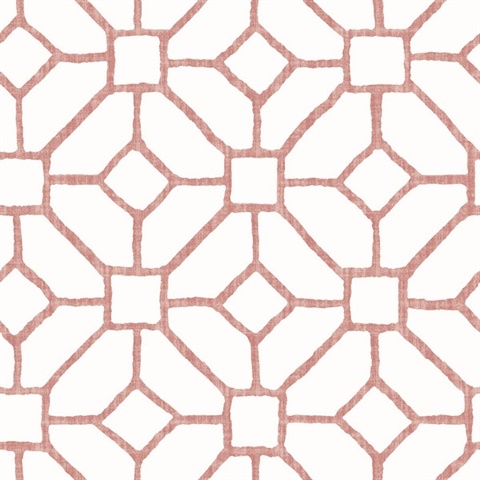 Addis Coral Large Trellis Wallpaper