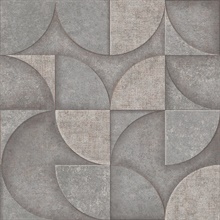Addison Grey Textured Retro Geometric  Wallpaper