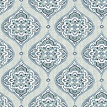 Adele Aqua Damask Wallpaper
