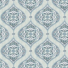 Adele Aqua Damask Wallpaper