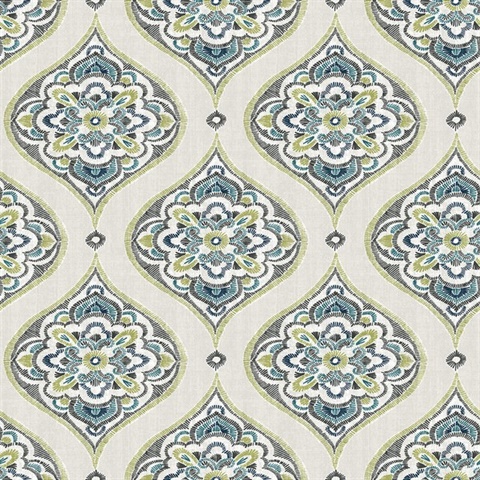 Adele Green Damask Wallpaper