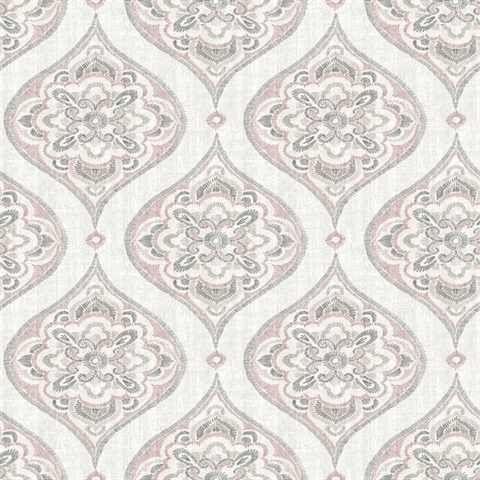 Adele Rose Damask Wallpaper