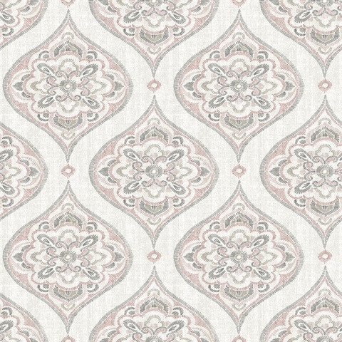 Adele Rose Damask Wallpaper