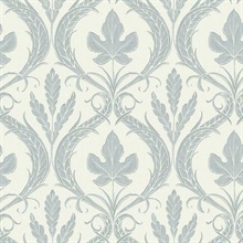Adirondack Blue and Beige Damask Wallpaper