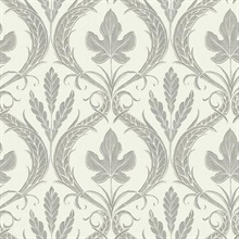 Adirondack Grey and Beige Damask Wallpaper