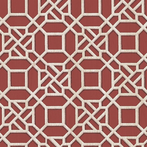 Adlington Maroon Geometric Wallpaper