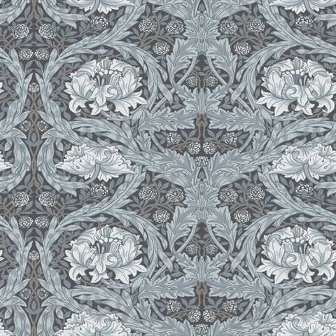 African Marigold Dark Blue Floral Wallpaper