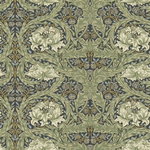 African Marigold Sea Green Floral Wallpaper