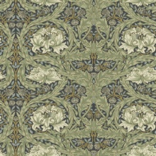 African Marigold Sea Green Floral Wallpaper