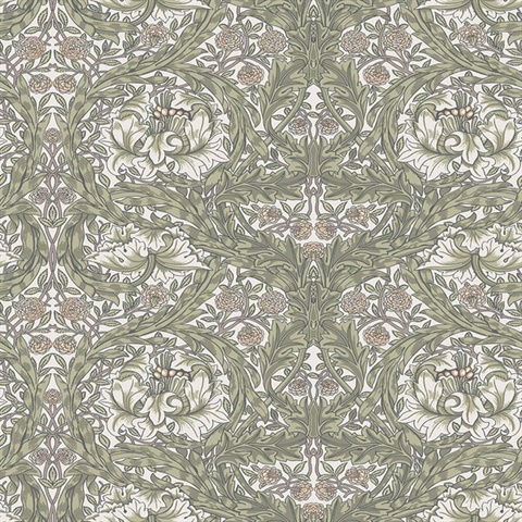 African Marigold William Morris Classic Leaf Wallpaper