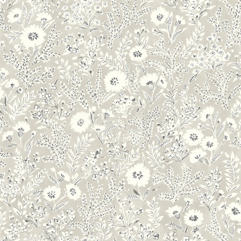 Agathon Grey Floral Wallpaper