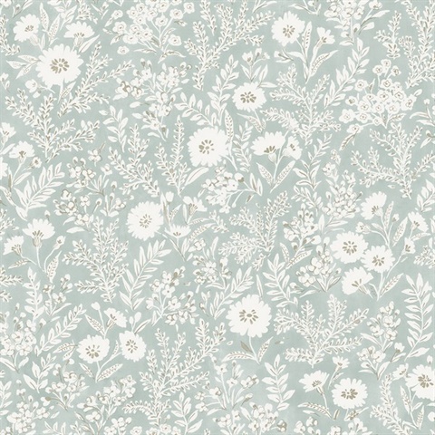 Agathon Light Blue Floral Wallpaper