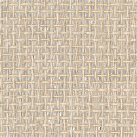 Aki Silver Basketweave Wallpaper