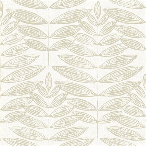 Akira Beige Leaf Wallpaper