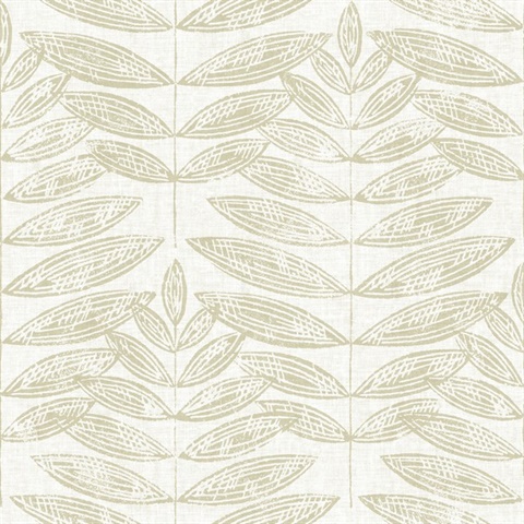 Akira Taupe Leaf Wallpaper