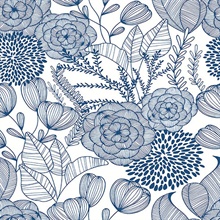 2903-25857 Wallpaper | Alannah Navy Abstract Retro Botanical Floral