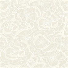 Alejandra Almond Modern Floral Wallpaper