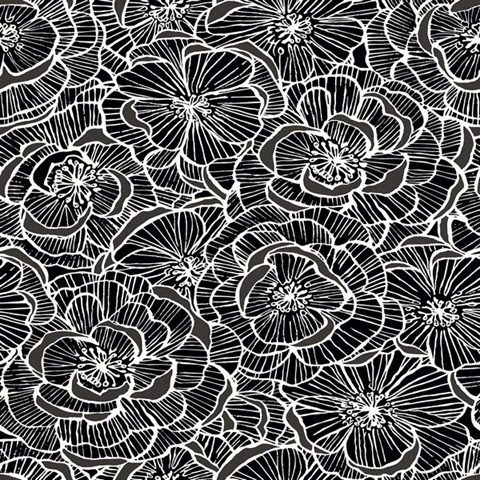 Alejandra Blueberry Modern Floral Wallpaper