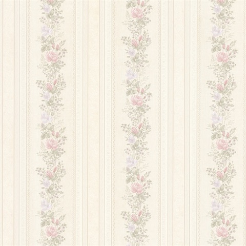 Alexis Pastel Satin Floral Stripe