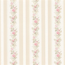 Alexis Pink Satin Floral Stripe