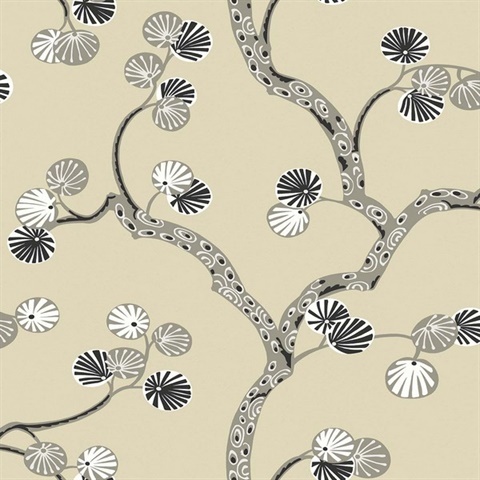 Allegra Cream Modern Tree Wallpaper