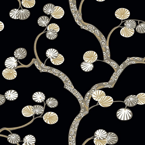 Allegra Jet Modern Tree Wallpaper