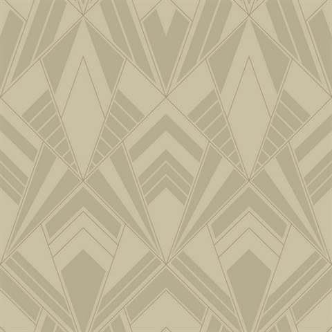Allenby Biscuit Art Deco Flocked Wallpaper