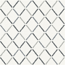 Allotrope Black, White and Grey Linen Geometric Lattice Wallpaper