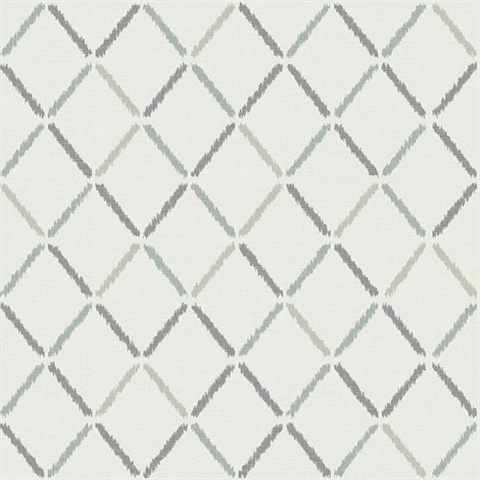 Allotrope Grey Linen Geometric Lattice Wallpaper