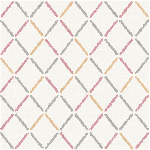 Allotrope Rose Linen Geometric Lattice Wallpaper