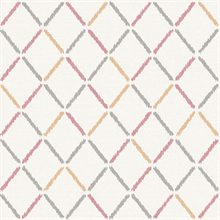 Allotrope Rose Linen Geometric Lattice Wallpaper