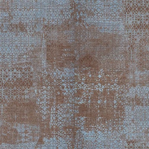 Allover Nero Blue Ironwork Textured Wallpaper