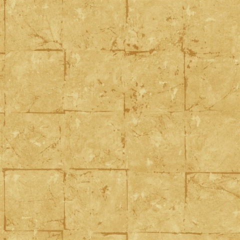 Allure Faux Tile Gold Wallpaper