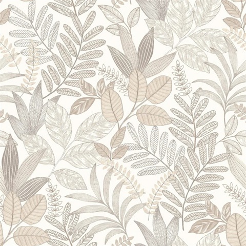 Allure Foliage White Wallpaper