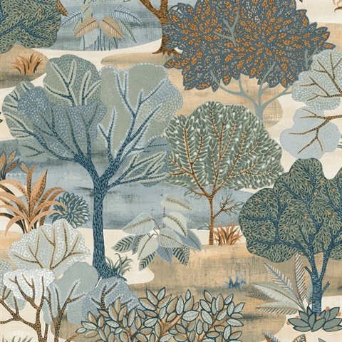 Allure Forest Blue Wallpaper