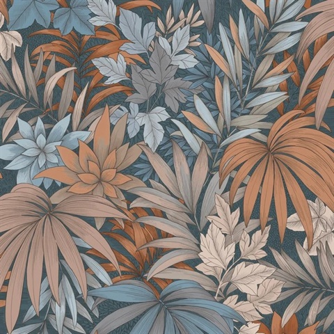 Allure Jungle Dark Blue Wallpaper