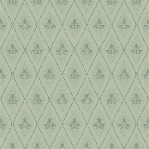 Alma Mint Diamond Floral Wallpaper