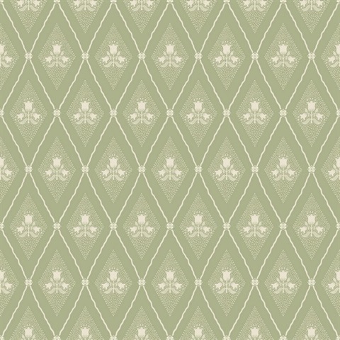 Alma Moss Diamond Floral Wallpaper
