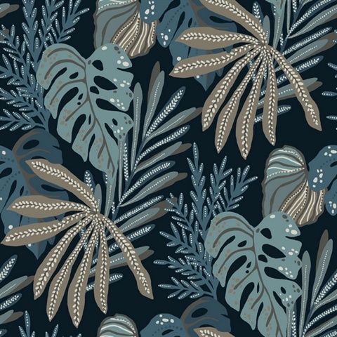 Alocasia Blue Tropical Foliage Wallpaper