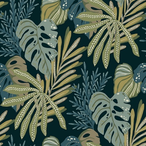 Alocasia Green Tropical Foliage Wallpaper