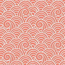 Alorah Coral Abstract Waves Wallpaper