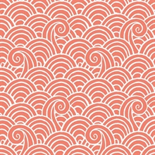 Alorah Coral Abstract Waves Wallpaper