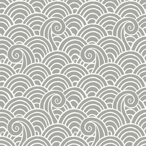 Alorah Grey Abstract Waves Wallpaper